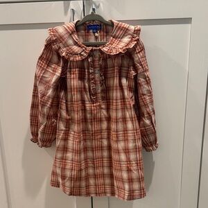 Madison Me Plaid Ruffle Collar Kids Casual Dress NWT never worn